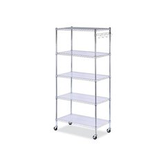 5-Shelf Wire Shelving Kit with Casters and Shelf Liners, 36w x 18d x 72h, Silver