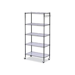 5-Shelf Wire Shelving Kit with Casters and Shelf Liners, 36w x 18d x 72h, Black Anthracite