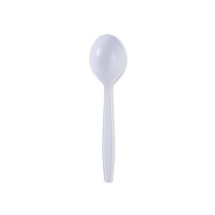 Heavyweight Wrapped Polypropylene Cutlery, Soup Spoon, Plastic, White, 1,000/Carton