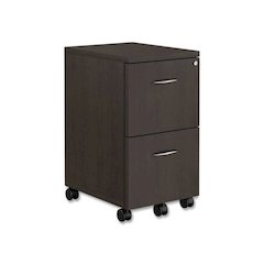 Alera Valencia Series Mobile Pedestal, Left or Right, 2 Legal/Letter-Size File Drawers, Espresso, 15.38" x 20" x 26.63"