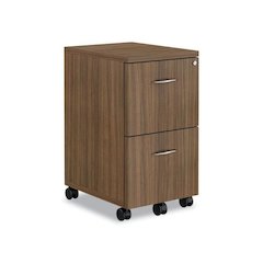 Alera Valencia Series Mobile Pedestal, Left or Right, 2 Legal/Letter-Size File Drawers, Modern Walnut, 15.38" x 20" x 26.63"