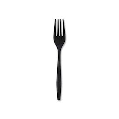 Heavyweight Wrapped Polypropylene Cutlery, Fork, Plastic, Black, 1,000/Carton