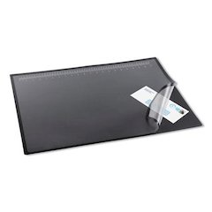 Desk Pad with Transparent Frost Lift-Top Overlay, Antimicrobial Product Protection, 24" x 19", Black