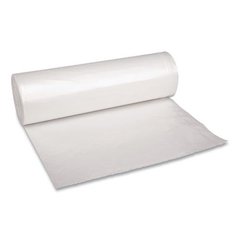 Recycled Low-Density Polyethylene Can Liners, 60 gal, 1.4 mil, 38" x 58", Clear, Perforated, 10 Bags/Roll, 10 Rolls/Carton