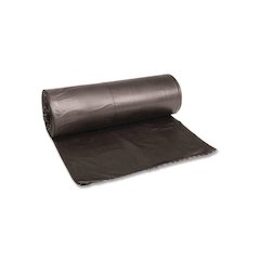 Low-Density Waste Can Liners, 60 gal, 0.65 mil, 38" x 58", Black, Perforated Roll, 25 Bags/Roll, 4 Rolls/Carton