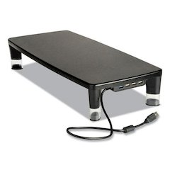 Monitor Stand MS100B, 21.6 x 9.4 x 2.7 to 3.9, Black/Clear, Supports 33 lb
