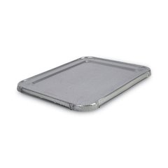 Aluminum Steam Table Pan Lids, Fits Half-Size Deep Pan, 290 Gauge, 0.63" Deep, 10.5 x 12.81, 100/Carton