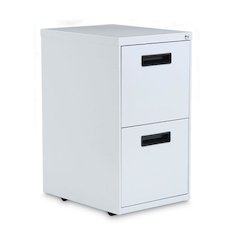 File Pedestal, Left or Right, 2 Legal/Letter-Size File Drawers, Light Gray, 14.96" x 19.29" x 27.75"
