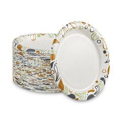 Deerfield Printed Paper Plates, 9" dia, Coated/Soak Proof, White/Yellow/Green/Purple, 125/Pack, 8 Packs/Carton