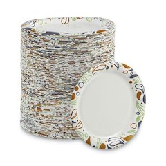 Deerfield Printed Paper Plates, 6" dia, Coated/Soak Proof, White/Yellow/Green/Purple, 250/Pack, 4 Packs/Carton
