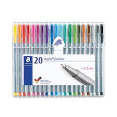 Tri+ Fineliner Porous Point Pen, 20 Color Set, Stick, Extra-Fine 0.3 mm, Assorted Ink and Barrel Colors, 20/Pack