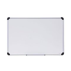 Deluxe Porcelain Magnetic Dry Erase Board, 36" x 24", White Surface, Silver/Black Aluminum Frame