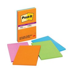 Pads in Energy Boost Collection Colors, Note Ruled, 5" x 8", 45 Sheets/Pad, 4 Pads/Pack