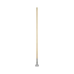 Clip-On Dust Mop Handle, Lacquered Wood, Swivel Head, 1" dia x 60", Natural