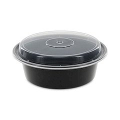 Newspring VERSAtainer Microwavable Containers, 32 oz, 7" Diameter x 2.25" h, Black/Clear, Plastic, 150/Carton
