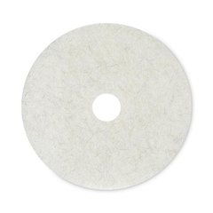 Natural Burnishing Floor Pads, 20" Diameter, White, 5/Carton
