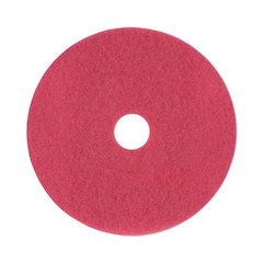 Buffing Floor Pads, 19" Diameter, Red, 5/Carton