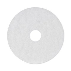 Polishing Floor Pads, 16" Diameter, White, 5/Carton