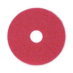 Buffing Floor Pads, 15" Diameter, Red, 5/Carton