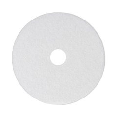 Polishing Floor Pads, 14" Diameter, White, 5/Carton
