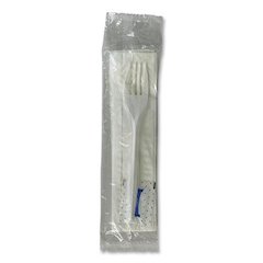 Three-Piece Utensil Set, Fork/Napkin/Salt, Plastic, White, 500/Carton