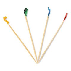 Cellophane-Frill Wood Picks, 4", Bamboo, Assorted Colors, 10,000/Carton