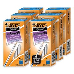 Cristal Xtra Smooth Ballpoint Pen, Stick, Medium 1 mm, Blue Ink, Clear Barrel, 144/Pack