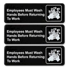 Indoor/Outdoor Restroom with Braille Text, 6" x 9", Black Face, White Graphics, 3/Pack