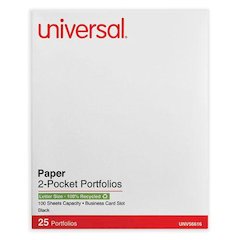 Two-Pocket Portfolios with Textured Covers, Accommodates 11 x 8.5 Sheets, Black, 25/Box
