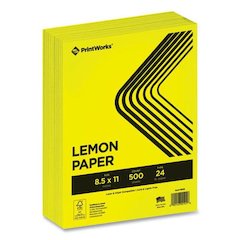 Color Paper, 24 lb Text Weight, 8.5 x 11, Lemon Yellow, 500/Ream