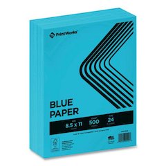 Color Paper, 24 lb Text Weight, 8.5 x 11, Blue, 500/Ream