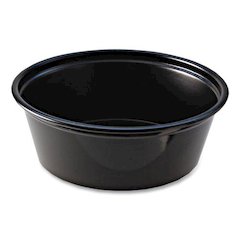 Portion Cups, 1.5 oz, Squat, Plastic, Black, 250/Sleeve, 10 Sleeves/Carton