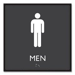 ADA Sign, Men, Plastic, 8 x 8, Clear/White