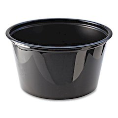 Portion Cups, 4 oz, Plastic, Black, 125/Sleeve, 20 Sleeves/Carton
