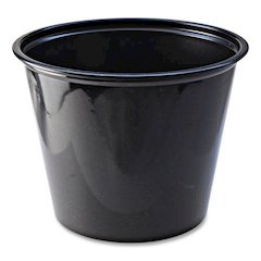 Portion Cups, 5.5 oz, Plastic, Black, 125/Sleeve, 20 Sleeves/Carton