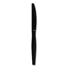 Heavyweight Polystyrene Cutlery, Knife, Plastic, Black, 1,000/Carton