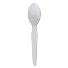 Heavyweight Polystyrene Cutlery, Spoon, Plastic, White, 1,000/Carton