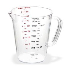 Commercial Measuring Cup, 0.5 gal, Plastic, Clear