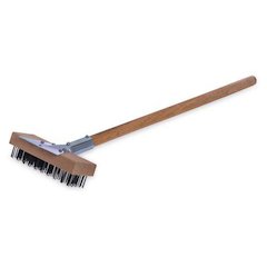 Sparta Broiler Master Grill Brush and Scraper with Handle, Metal Bristles, 30"  Natural Wood Handle