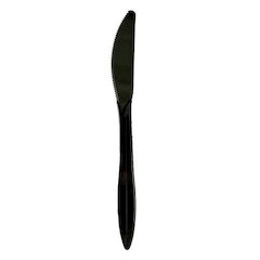 Mediumweight Polypropylene Cutlery, Knife, Plastic, Black, 1,000/Carton