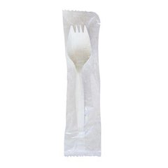 Mediumweight Wrapped Polypropylene Cutlery, Spork, Plastic, White, 1000/Carton