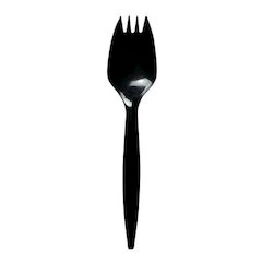 Mediumweight Polypropylene Cutlery, Spork, Plastic, Black, 1,000/Carton