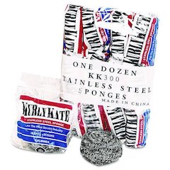 Stainless Steel Scrubbers, Medium, 3.5 x 3.5, Steel Gray, 12/Pack, 12 Packs/Carton