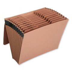 7530016819290, SKILCRAFT Expanding File with Flap, Jan-Dec, 9" Expansion, 12 Sections, 1/3-Cut Tabs, Letter Size, Brown