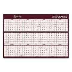 Reversible Horizontal Erasable Wall Planner, 48 x 32, Assorted Sheet Colors, 12-Month (Jan to Dec): 2026