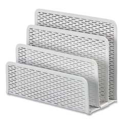 Urban Collection Punched Metal Letter Sorter, 3 Sections, DL to A6 Size Files, 6.5" x 3.25" x 5.5", White