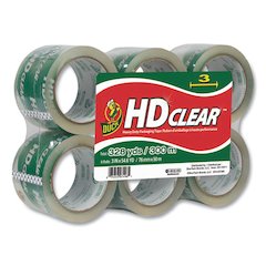 Heavy-Duty Carton Packaging Tape, 3" Core, 3" x 54.6 yds, Clear, 6/Pack
