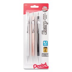 Sharp Mechanical Pencil, 0.7mm, HB (#2), Black Lead, Assorted Barrel Colors, 3/Pack