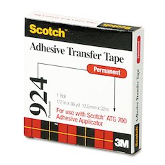 ATG Adhesive Transfer Tape, Permanent, Holds Up to 0.5 lb, 0.5" x 36 yd, Clear