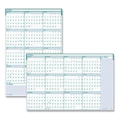 Express Track Recycled Reversible/Erasable Yearly Wall Calendar, 24 x 37, White/Teal Sheets, 12-Month (Jan to Dec): 2026